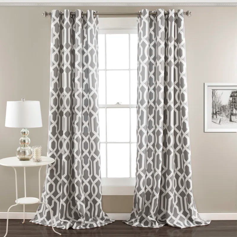 Lush Decor Edward Trellis Polyester Room Darkening Curtain Pair (Set of 2)