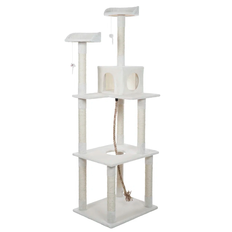 PetMaker 6 Foot Cat Tree with Scratch Posts in Ivory