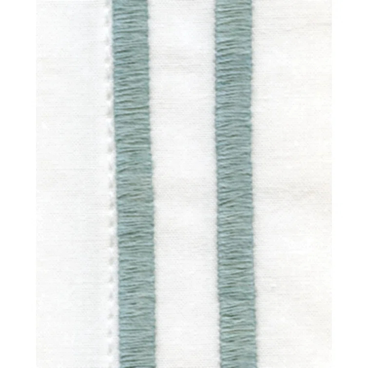 Italian Cotton Full/Queen Duvet Cover with Satin Stitching - White/Aqua