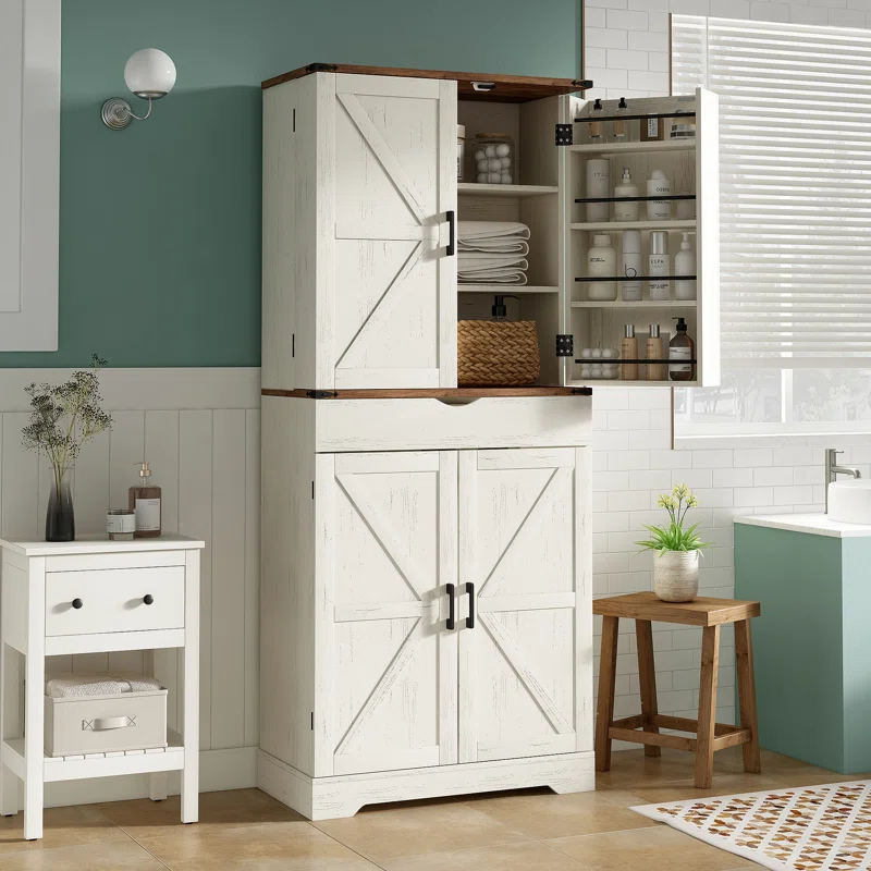 72'' Kitchen Storage Pantry Cabinet, Tall Deajah With 8 Door Shelves, 2 Cabinets And 1 Drawer, Freestanding Cupboard For Kitchen, Dining Room, Bathroom, Laundry