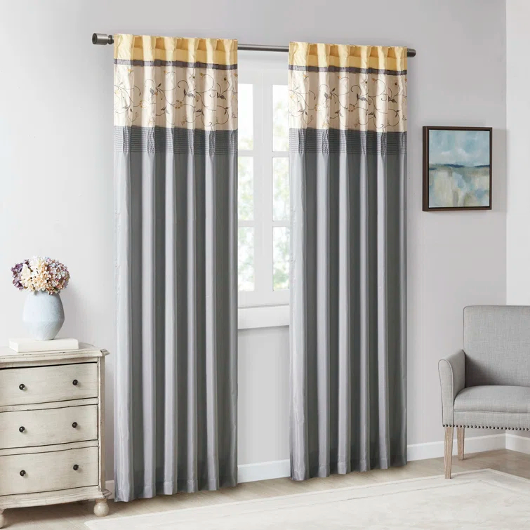 Madison Park Serene Embroidered Single Curtain Panel