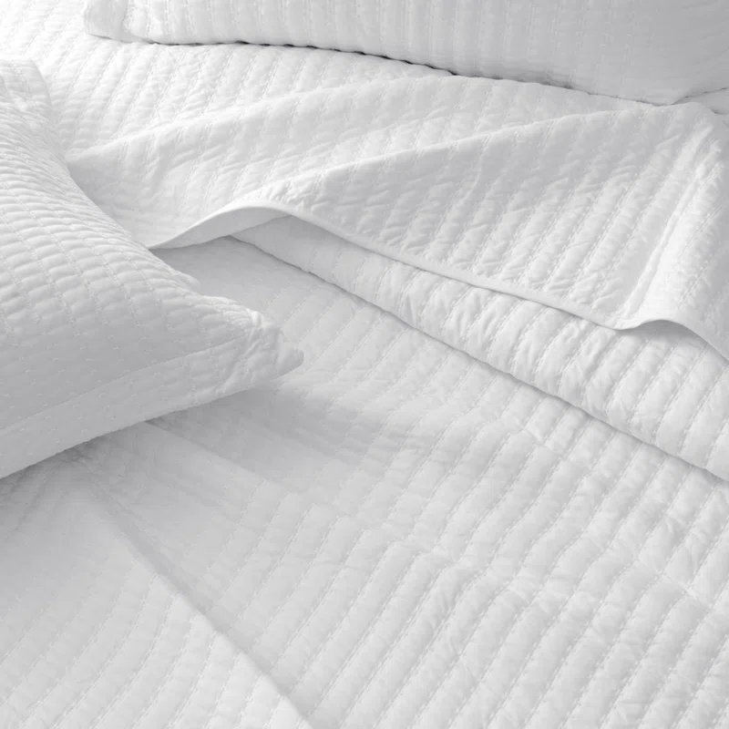 FreshFolds Modern & Contemporary Stripe Stitched Quilt Set with Shams