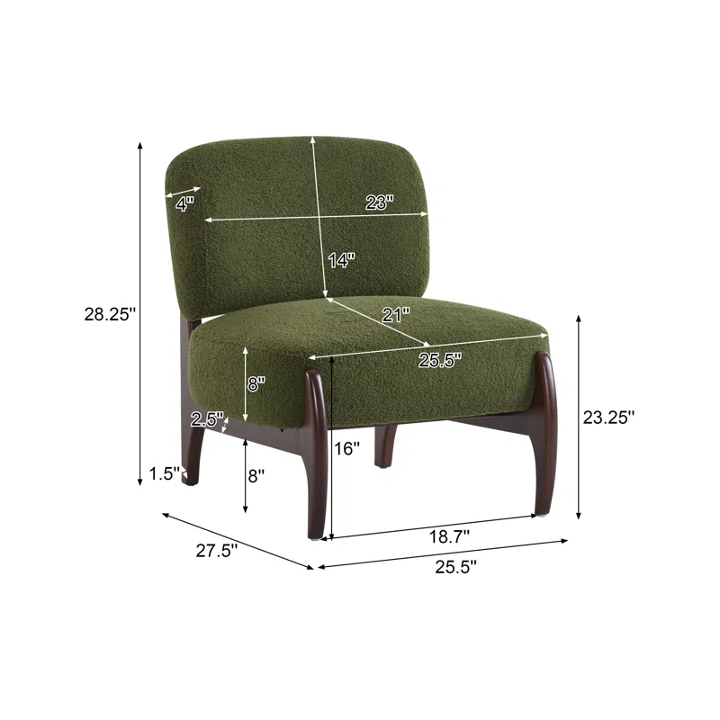 NFusion Kalel 25.5" Modern Boucle Accent Chair With Solid Wood Frame