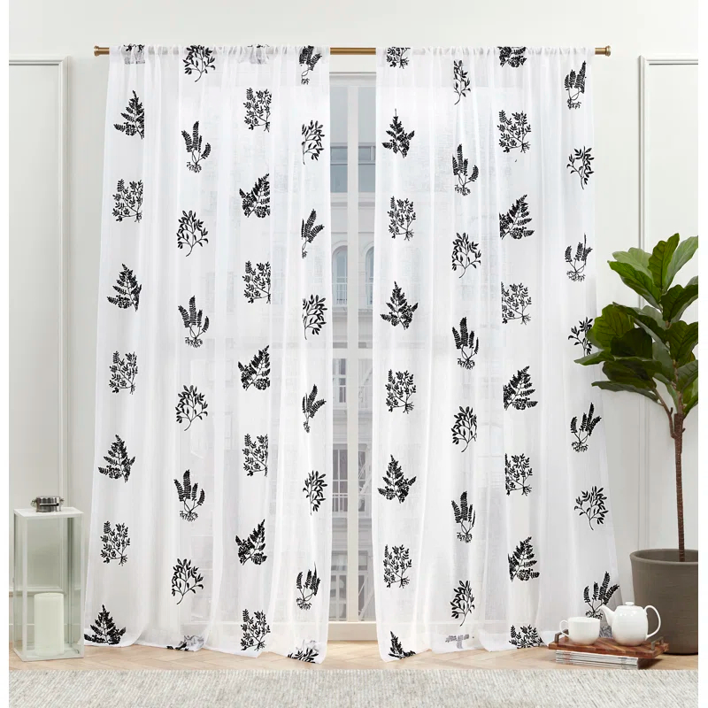 Nicole Miller Nicole Miller New York Mabel Sheer Rod Pocket Curtain Panels Pair (Set of 2)