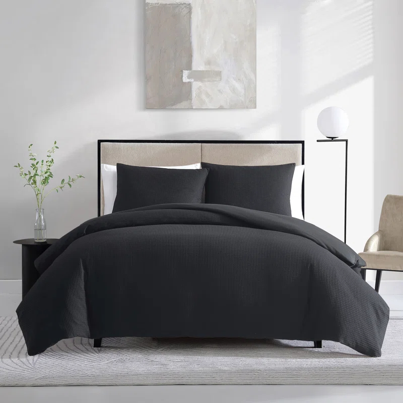 Vera Wang Waffle Pique Solid Cotton Comforter Set