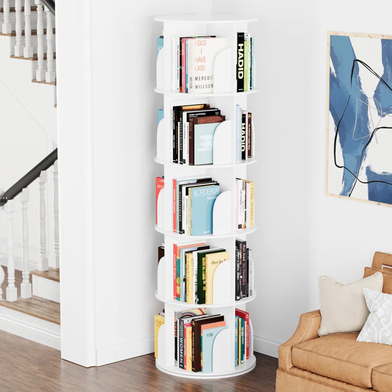 SpaceAid Rotating Bookshelf Tower, 360° Spinning Bookcase Lazy Susan, Revolving Round Carousel For Book Storage, Vertical Turning Spiral Corner Organizer