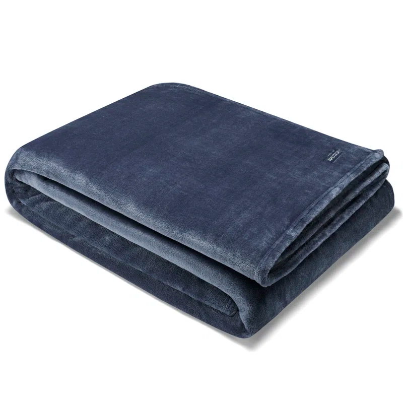 Nautica Solid Ultra Soft Plush Fleece Blanket
