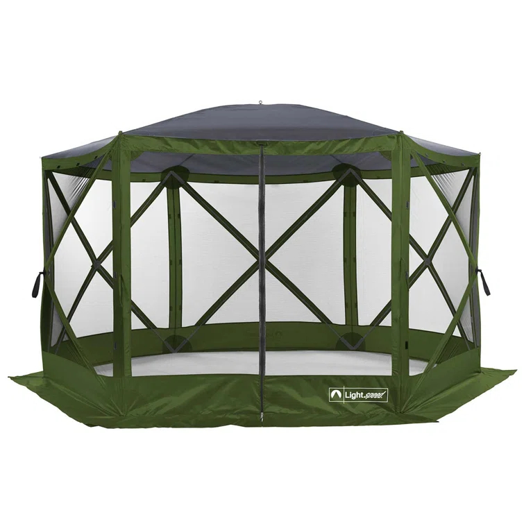 ECR4Kids ECR4Kids Lightspeed Outdoors Pop-Up 6-Sided Screen Shelter, Camping Gazebo, Green