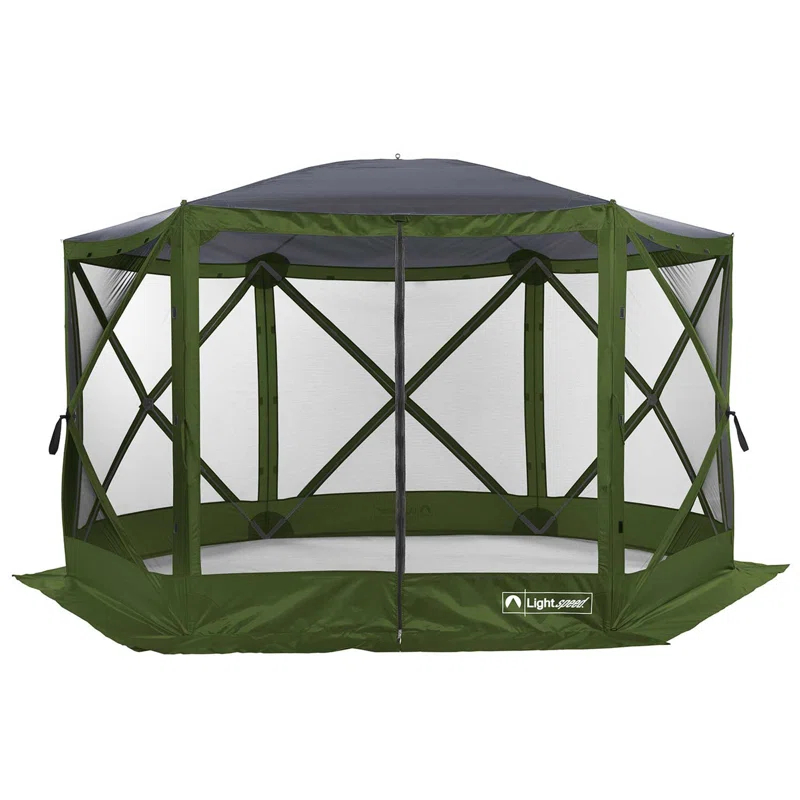 ECR4Kids ECR4Kids Lightspeed Outdoors Pop-Up 6-Sided Screen Shelter, Camping Gazebo, Green