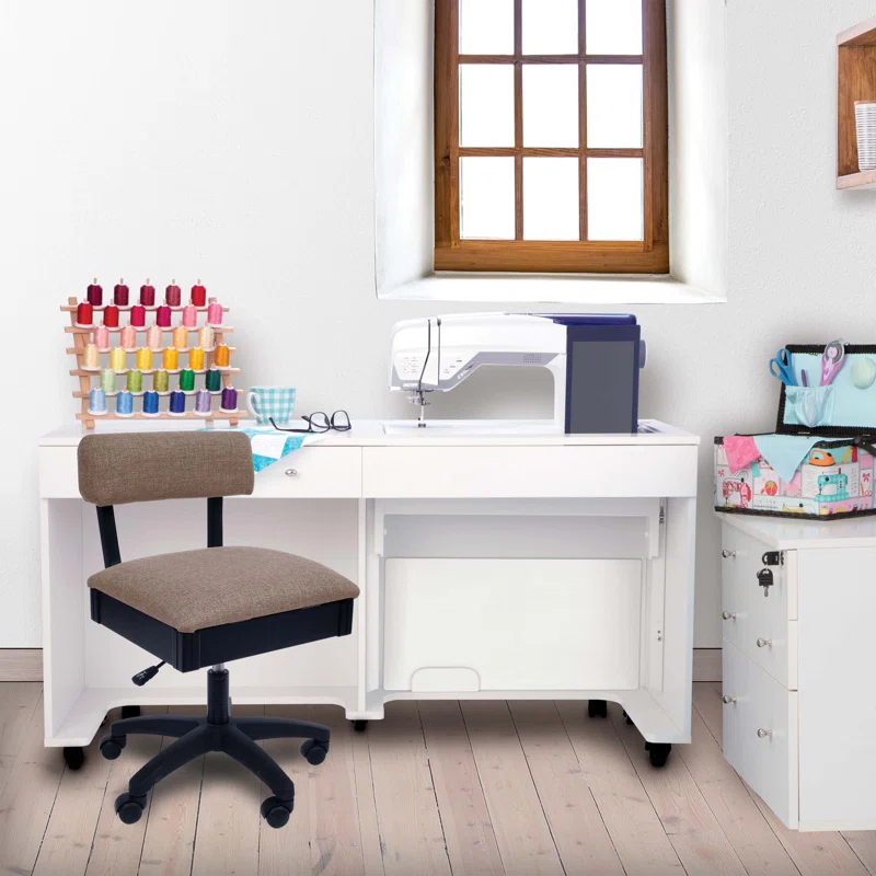 Arrow Sewing Adjustable Height Hydraulic Sewing Chair with Under Seat Storage by Arrow Classic Sewing Furniture