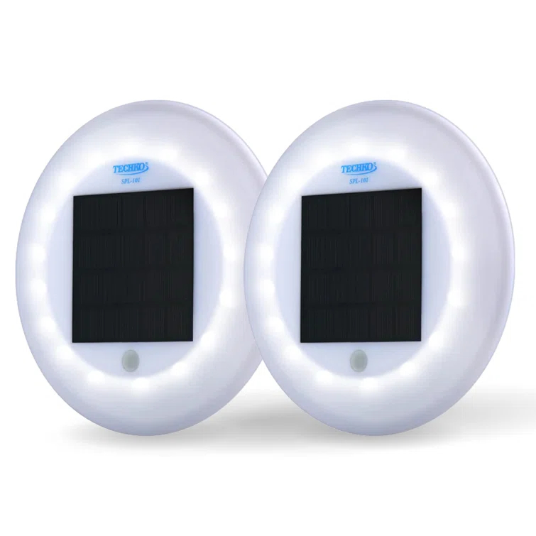 Techko Solar Powered Integrated LED Outdoor Floating Pool Light (Set of 2)