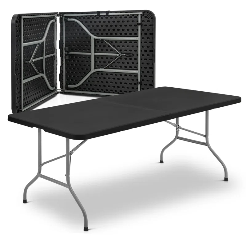 Bring Home Furniture 8Ft Heavy Duty Folding Table, Indoor Outdoor Portable Plastic Picnic Desk with Steel Legs and Handle