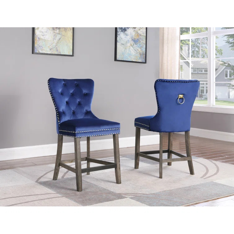 Everly Quinn Thatcham Upholstered Counter Stool (Set of 2)