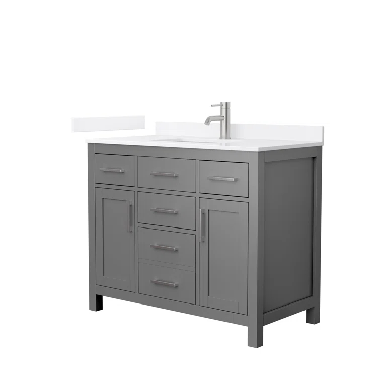 Wyndham Collection Beckett 42" Freestanding Single Bathroom Vanity with Quartz Top