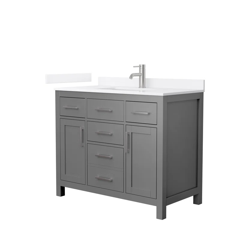 Wyndham Collection Beckett 42" Freestanding Single Bathroom Vanity with Quartz Top