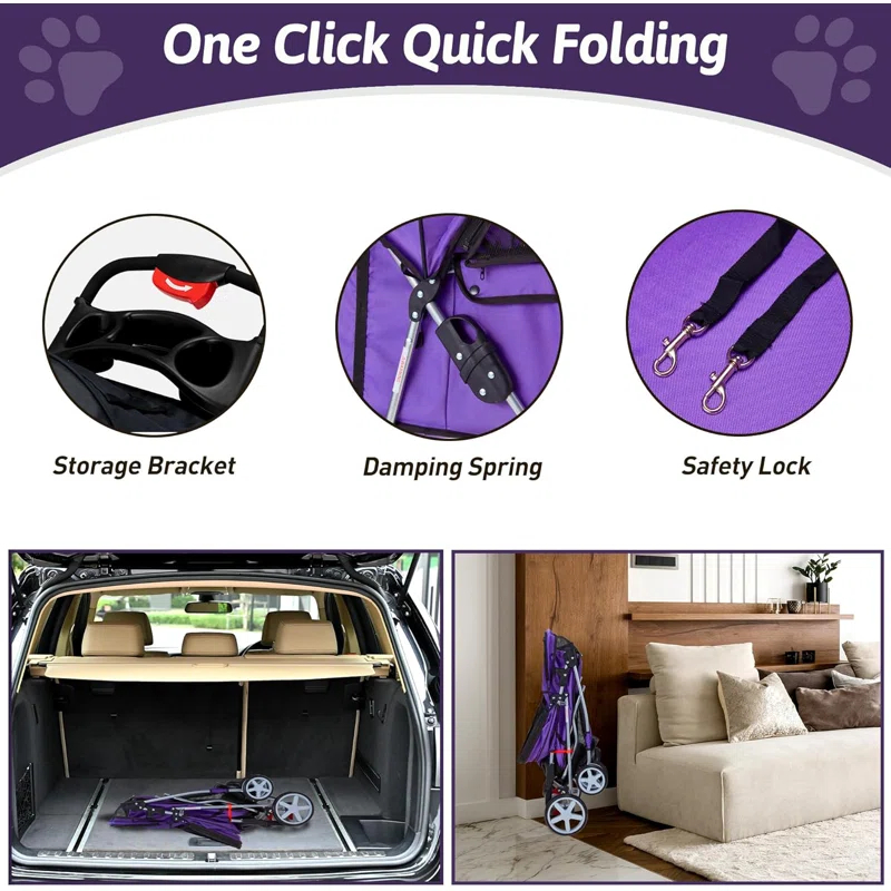 G & R PLUMBING ENTERPRISES, INC. Pet Stroller, 4 Wheels Pet Strolling Cart for Medium/Small Dogs and Cats, Foldable Cat Jogger