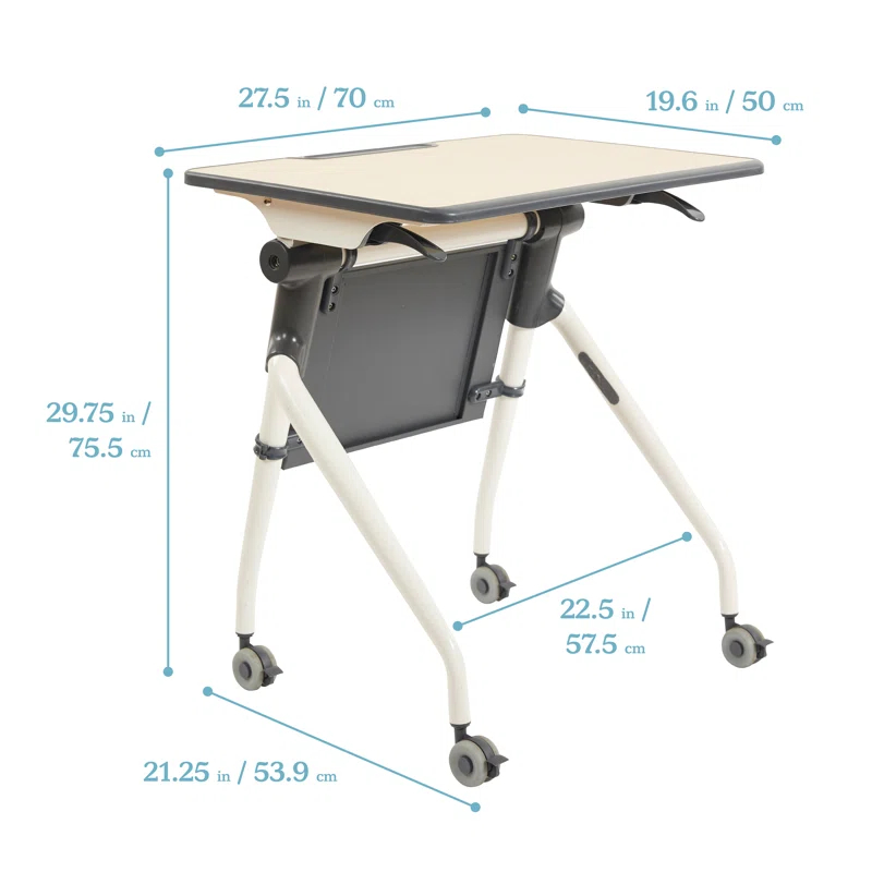 ECR4Kids ECR4Kids Nesting Student Desk, Portable Table, Maple/Grey