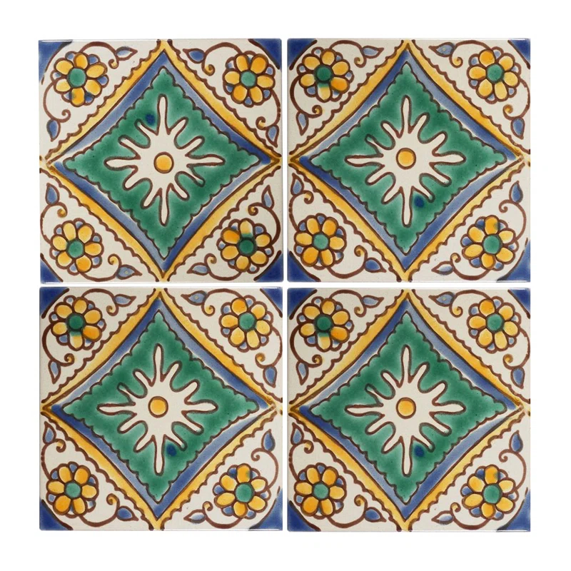 Casablanca Market Mediterranean 4'' x 4'' Hand Painted Ceramic Decorative Accent Tile