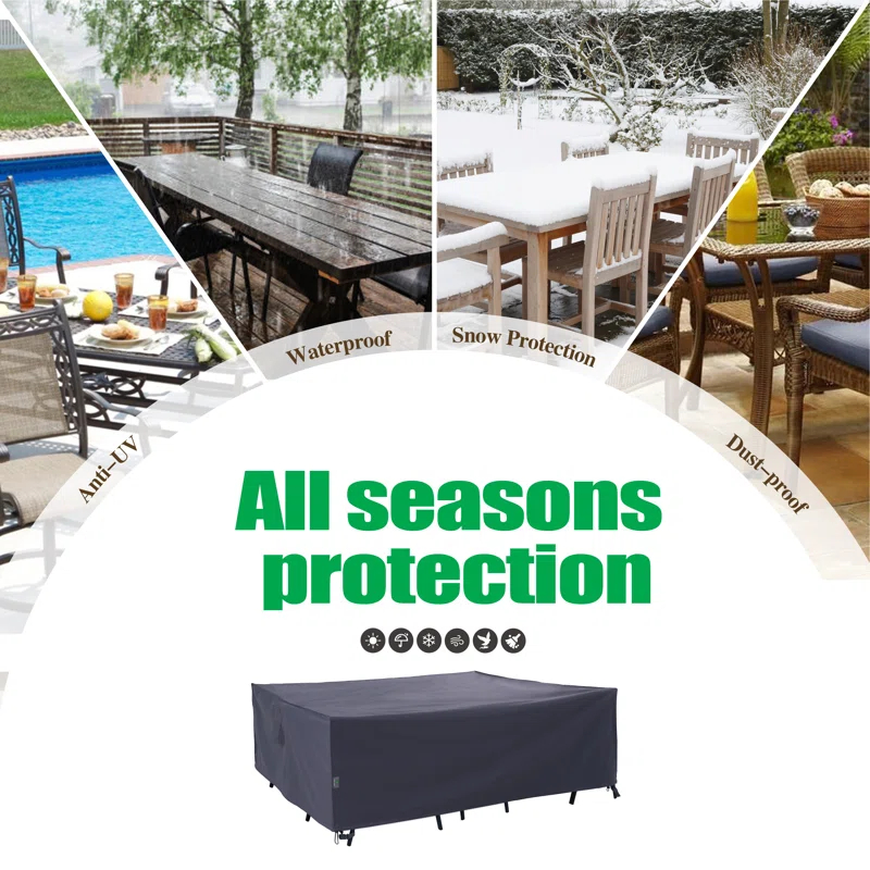 Premium Waterproof Outdoor Patio Rectangular Table Cover: Latest Rip-Stop Fabric, 3-Year Warranty
