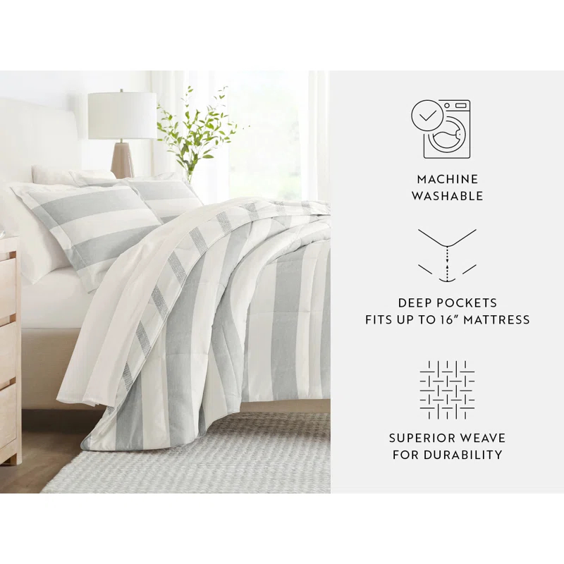 IEnjoy Home 7-Piece Bedding Bundle - Pattern Comforter and Sheet Set