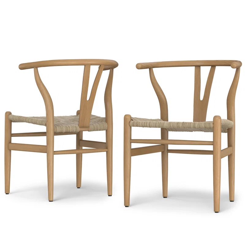 Simpli Home Hershey Solid Wood Dining Chair with Y-Back Design in Mid-Century Modern Style (Set of 2) (Set of 2)