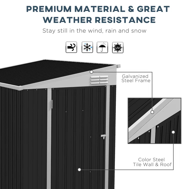 Outsunny Metal Lean-to Storage Shed