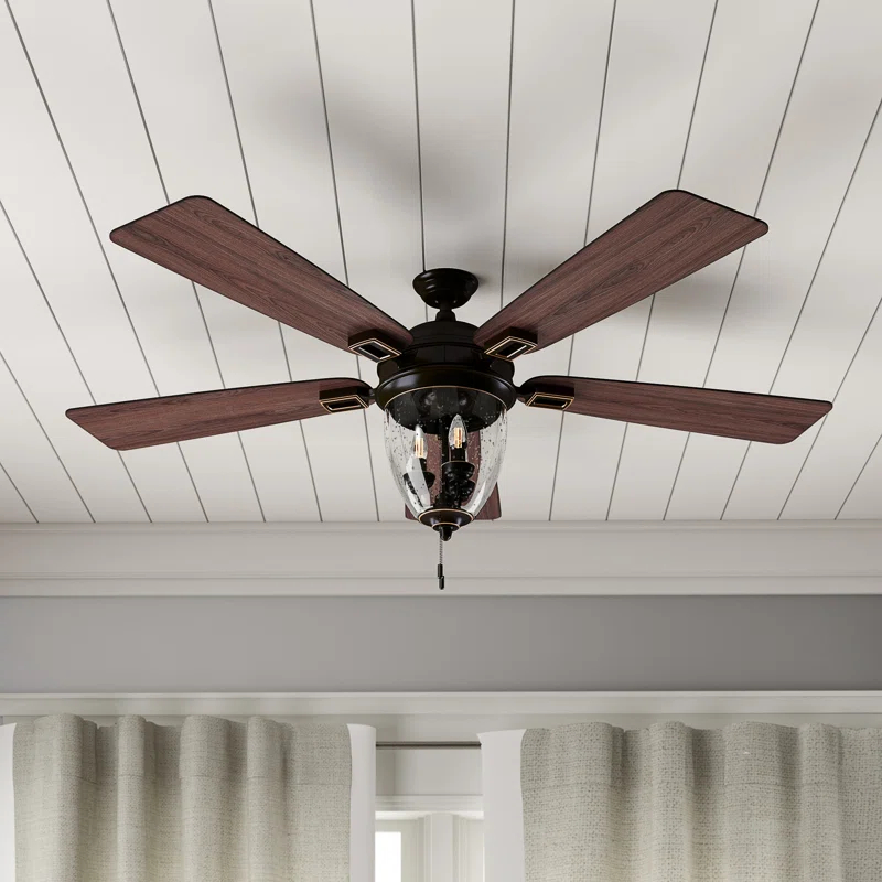 Honeywell Glencrest 52" 5 Blade Damp Rated Ceiling Fan LED Light Kit Included