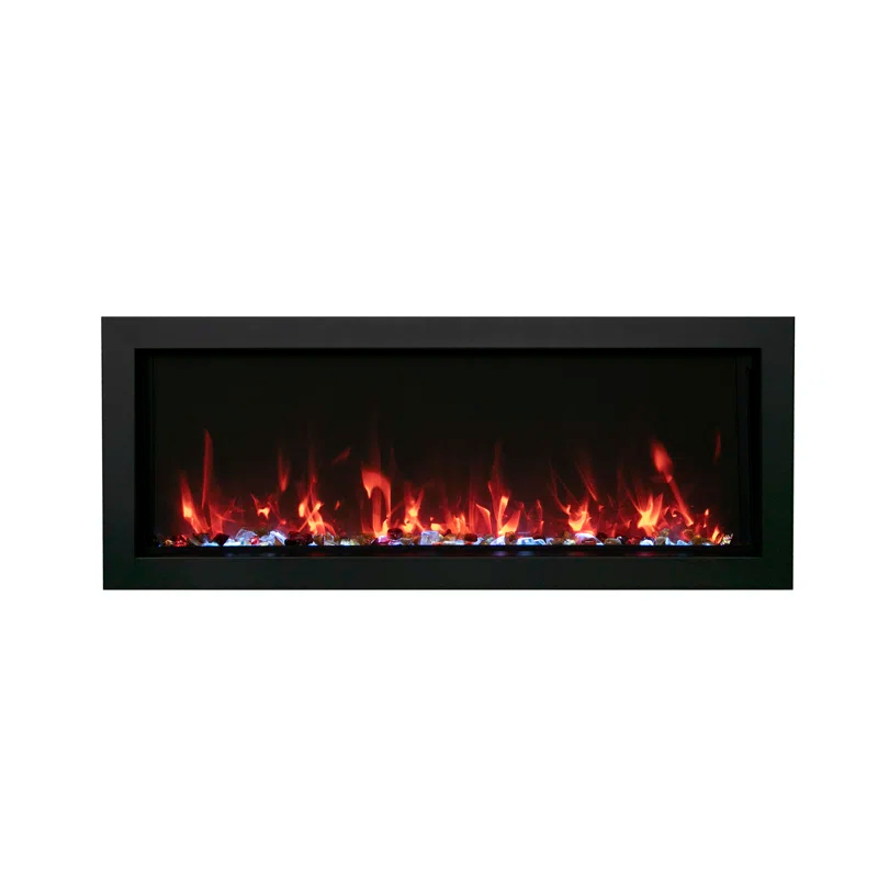 Amantii Rectangle Steel Electric Smokeless Outdoor Fireplace