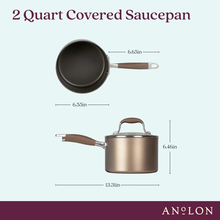 Anolon Anolon Advanced Home Hard Anodized Nonstick Saucepan With Lid, 2 Quart, Bronze