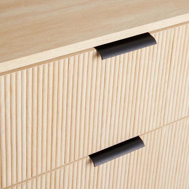 Millwood Pines Mid-Century 3-Drawer Chest with Reeded Drawer Fronts, Coastal Oak