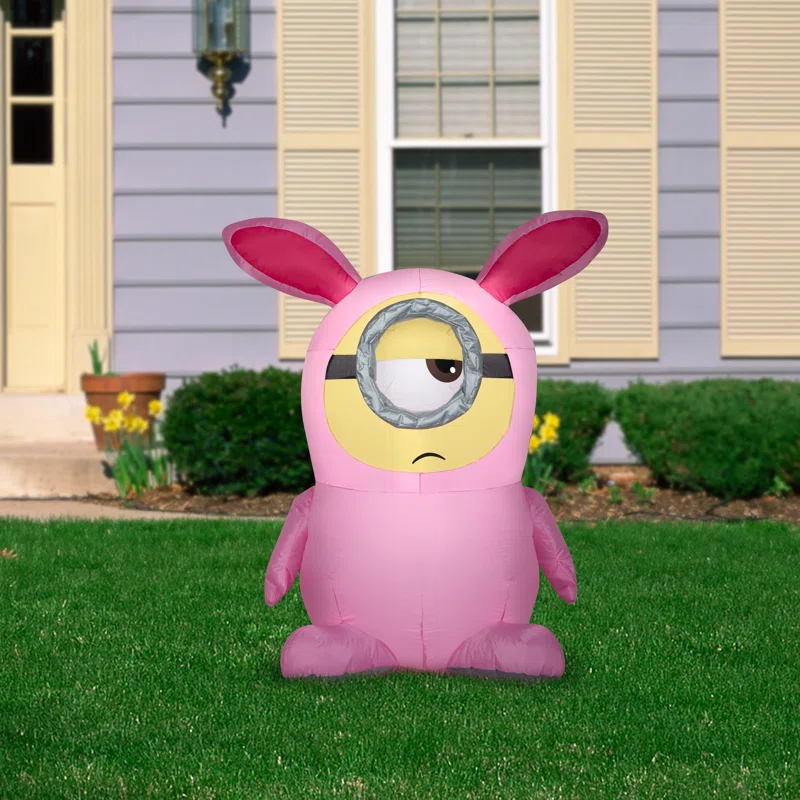 Gemmy Industries Minions Stuart in Pink Bunny Suit Inflatable