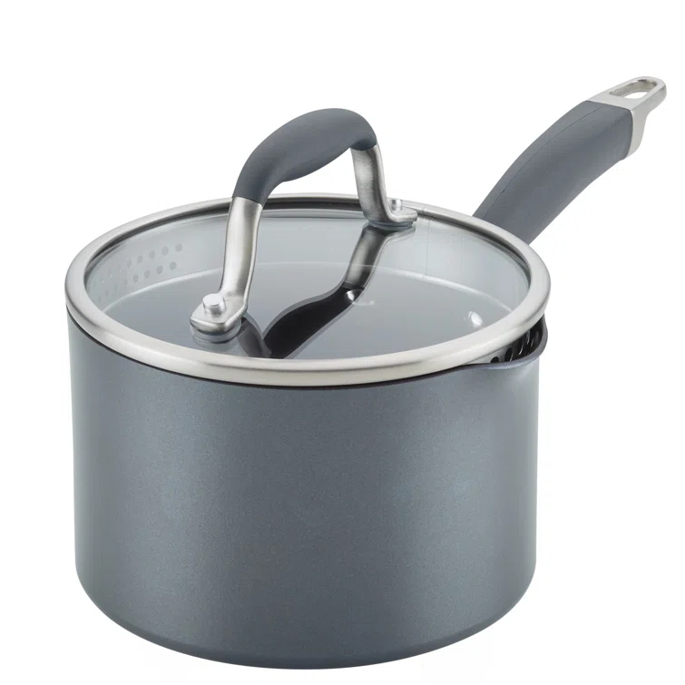 Anolon Anolon Advanced Home Hard Anodized Nonstick Saucepan With Straining Lid, 2 Quart