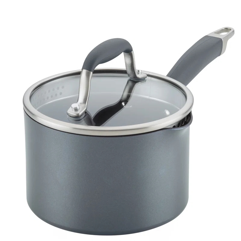 Anolon Anolon Advanced Home Hard Anodized Nonstick Saucepan With Straining Lid, 2 Quart