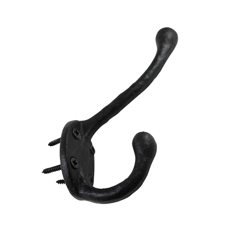 The Renovators Supply Inc. 25845 Wrought Iron Double Wall Mounted Robe Hook (Set of 3)