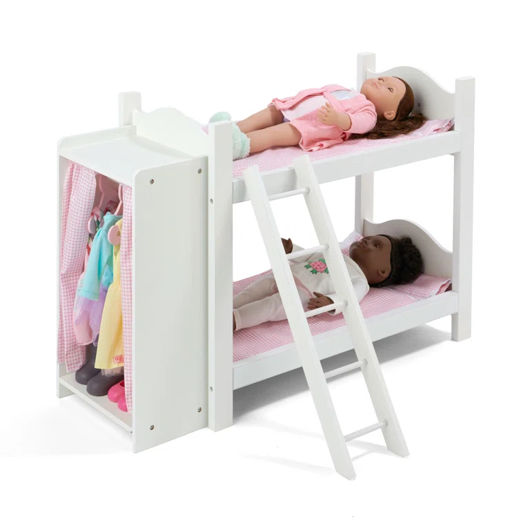 Badger Basket Bunk Beds with Ladder and Storage Armoire for 20" Dolls