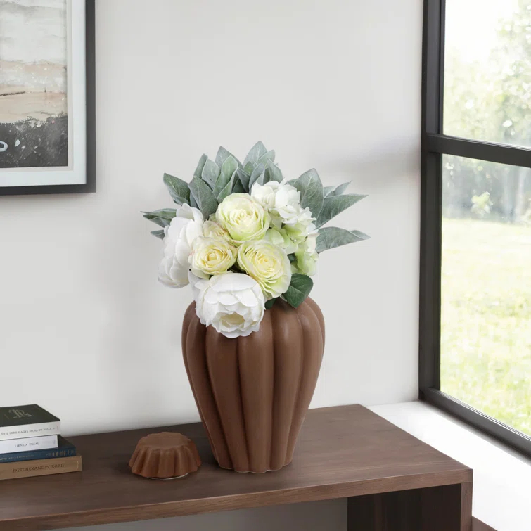 Handmade Brown Stoneware Jar with Lid, 12"