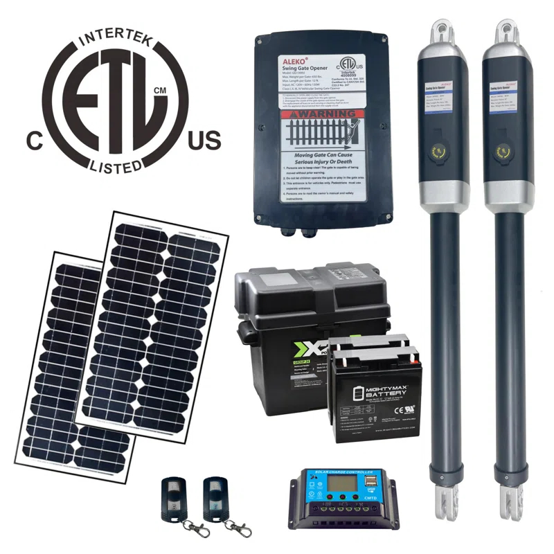 Dual Swing Gate Operator - GG1300U/AS1300U AC/DC - ETL Listed - Solar Kit 50W