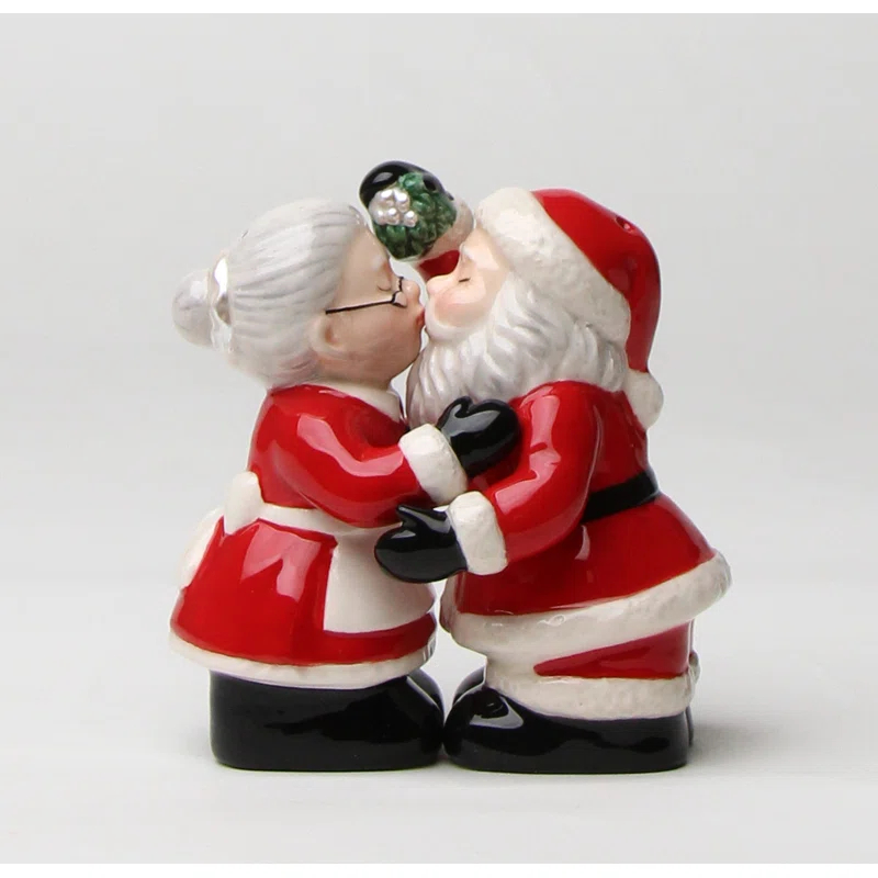 Cosmos Gifts Kissing Santa Couple Salt and Pepper