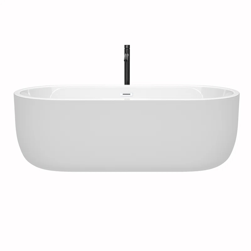 Wyndham Collection WCOBT101371SWATPBK Juliette 71'' x 31.5'' Freestanding Soaking Acrylic Bathtub with Faucet