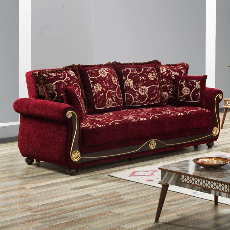 Rosdorf Park Mishonda Americano 95 in. Fabric Upholstered 3-Seater Twin 3-in-1 Sleeper Sofa Bed with Storage