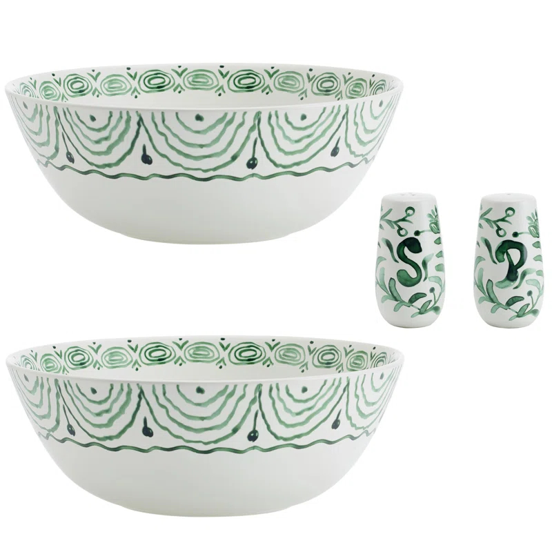 Fitz and Floyd Fitz And Floyd Green Sicily Serve Bowl/Salt & Pepper Set