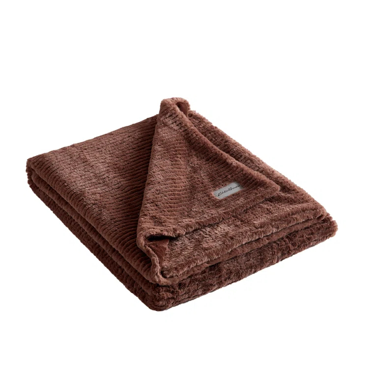 Eddie Bauer Eddie Bauer Ribbed Textured Stripe Solid Plush Throw Blanket