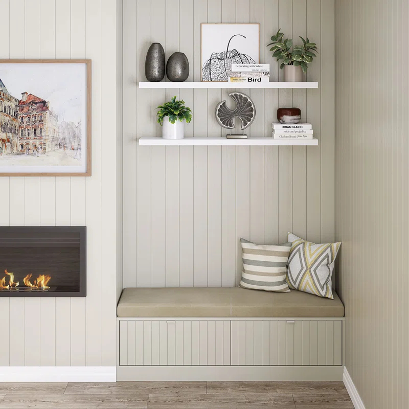 Ballucci Miami 48" W x 8" D Floating Shelves Set with Invisible Wall Mount Brackets (Set of 2)