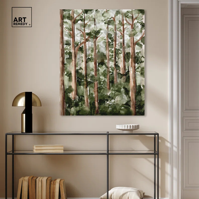 Art Remedy Wildy Forest Framed Landscape Watercolor Style 56937
