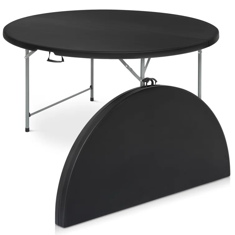 MoNiBloom Plastic Round Folding Table, Portable Foldable Party Banquet Table for Camping Dining Outdoor Picnic