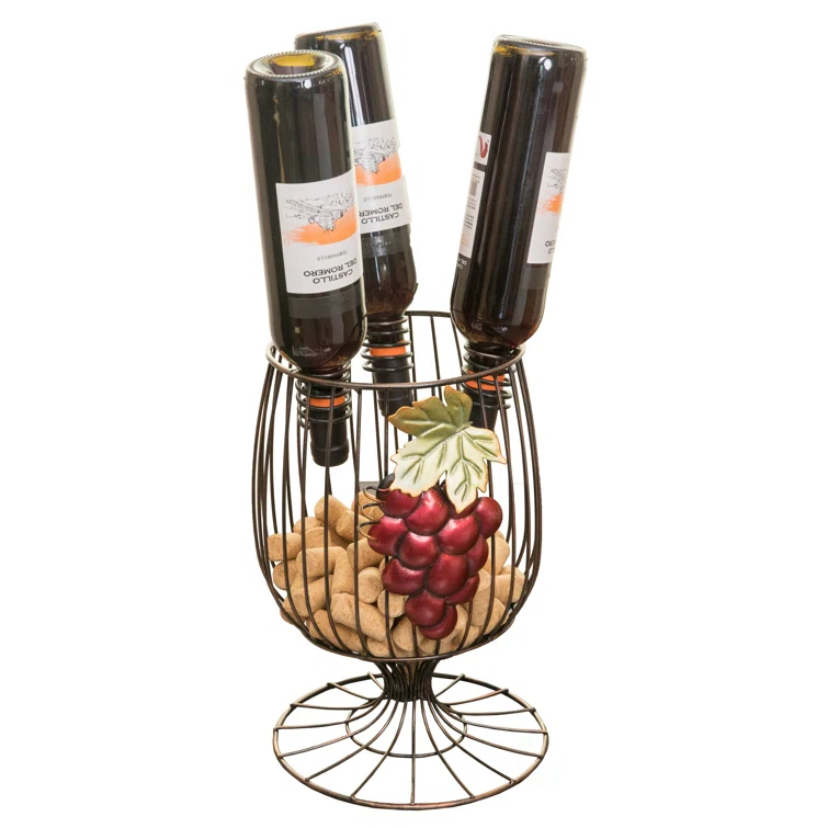 Fleur De Lis Living Vern Goblet 3 Bottle Tabletop Wine Bottle Rack