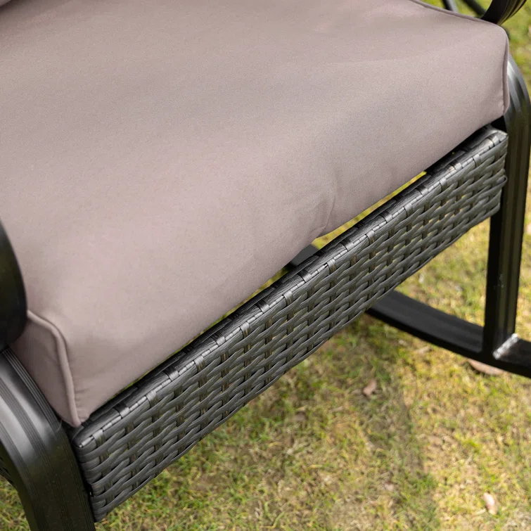 Lark Manor™ Outdoor Wicker Rocking Chair with Padded Cushions, Aluminum Furniture Rattan Porch Rocker Chair with Armrest for Garden, Patio, and Backyard & Reviews | Wayfair