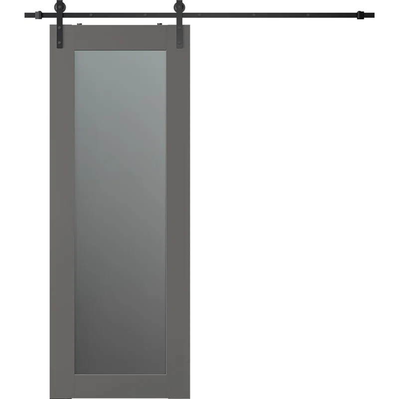 Belldinni Avon 207 Solid Manufactured Wood and Glass Paneled Barn Door with Installation Hardware Kit