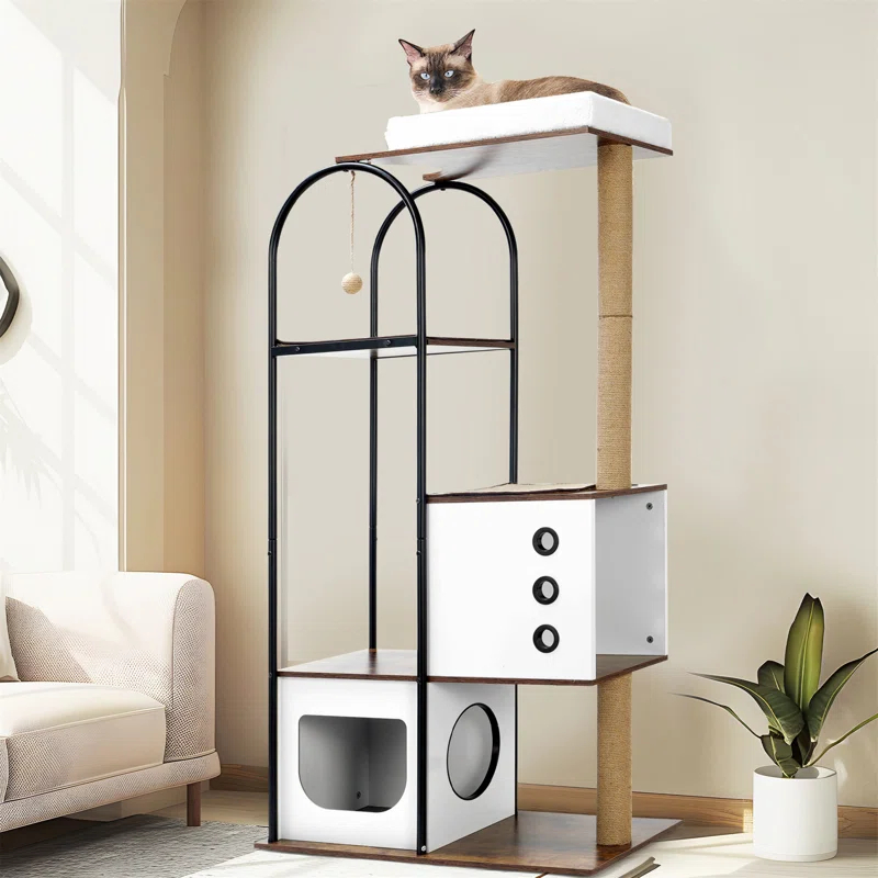 cat climbing frame,Cat Tree, Multi-Level Cat Condo with 1 Caves,2 Scratching Posts