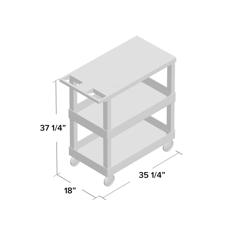 Luxor E Series Heavy Duty Utility Cart with 2 Tub and 1 Flat Shelves